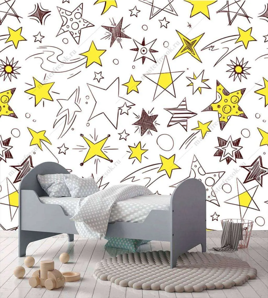 Фотообои в интерьере звездочки желтые  12-703 фото