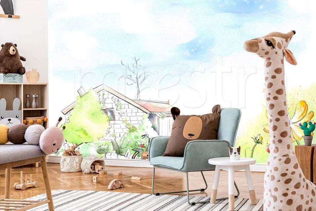 Фотообои в интерьере велосипед у дома  12-309 фото