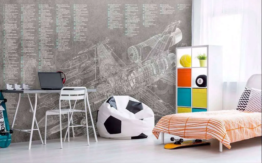 Фотообои в интерьере самолет чертеж  7-779 фото