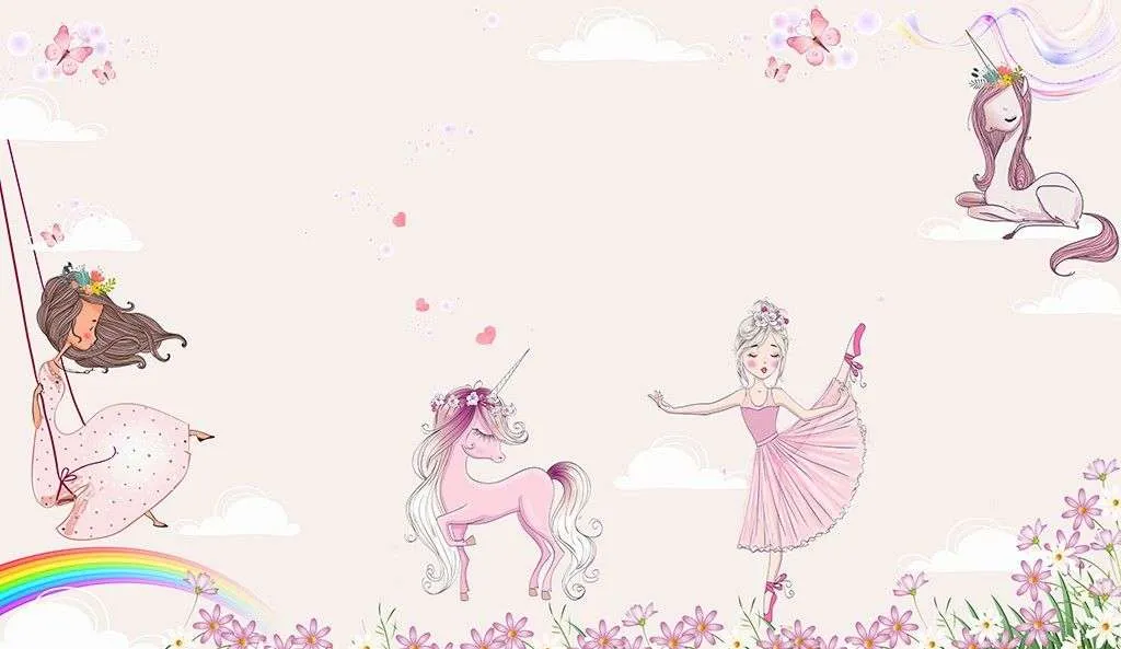 Фотообои в интерьере принцессы с единорогами  14-625 фото