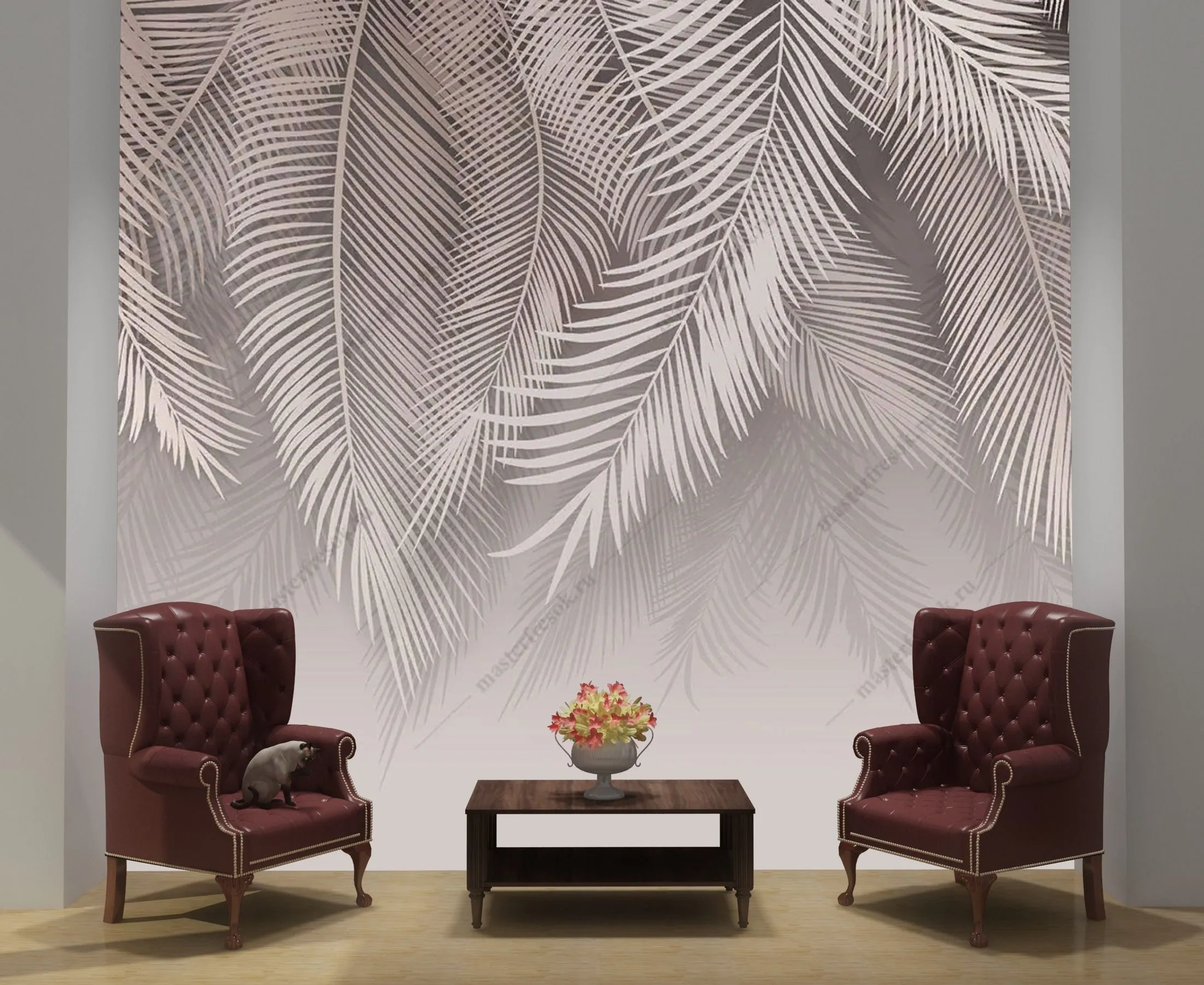 Фотообои в интерьере свисающие листья  9-1744 фото