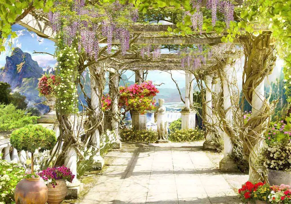 Фотообои в интерьере арка из переплетенных деревьев  17-0049 фото