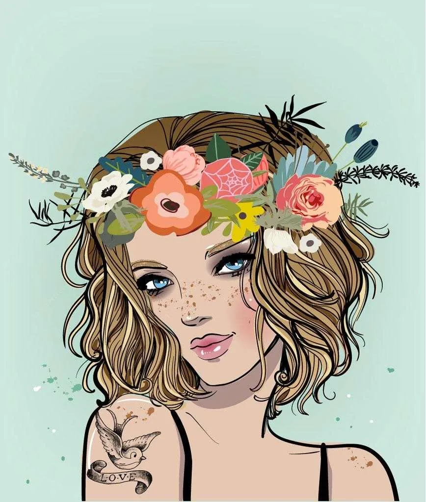 Фотообои в интерьере девочка с венком  12-644 фото