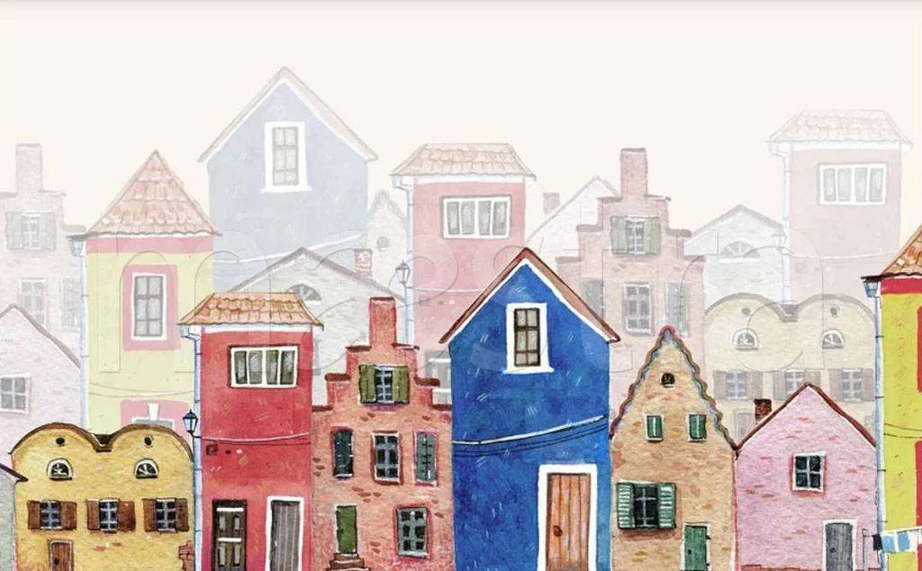 Фотообои в интерьере городок в тумане  15-206 фото