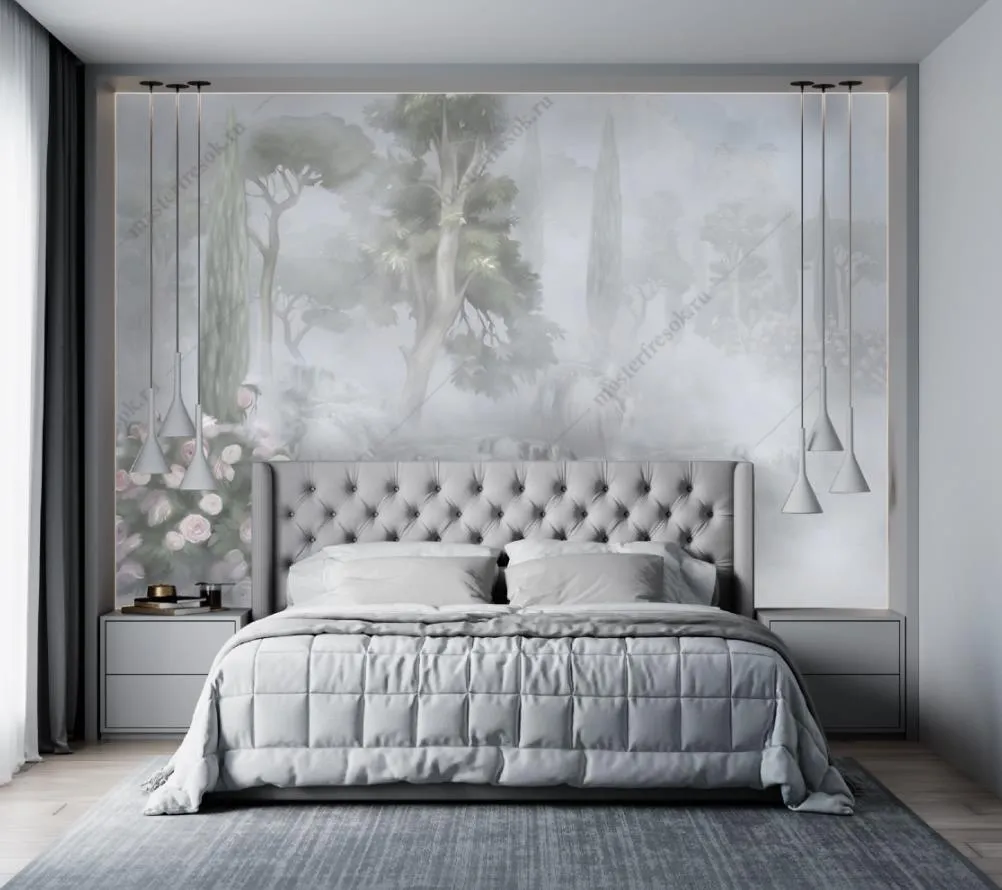 Фотообои Пейзаж туманный лес  13-386