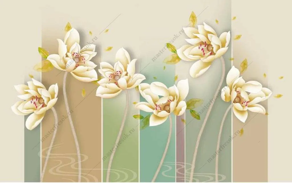 Фотообои в интерьере магнолия на стене  15-964 фото