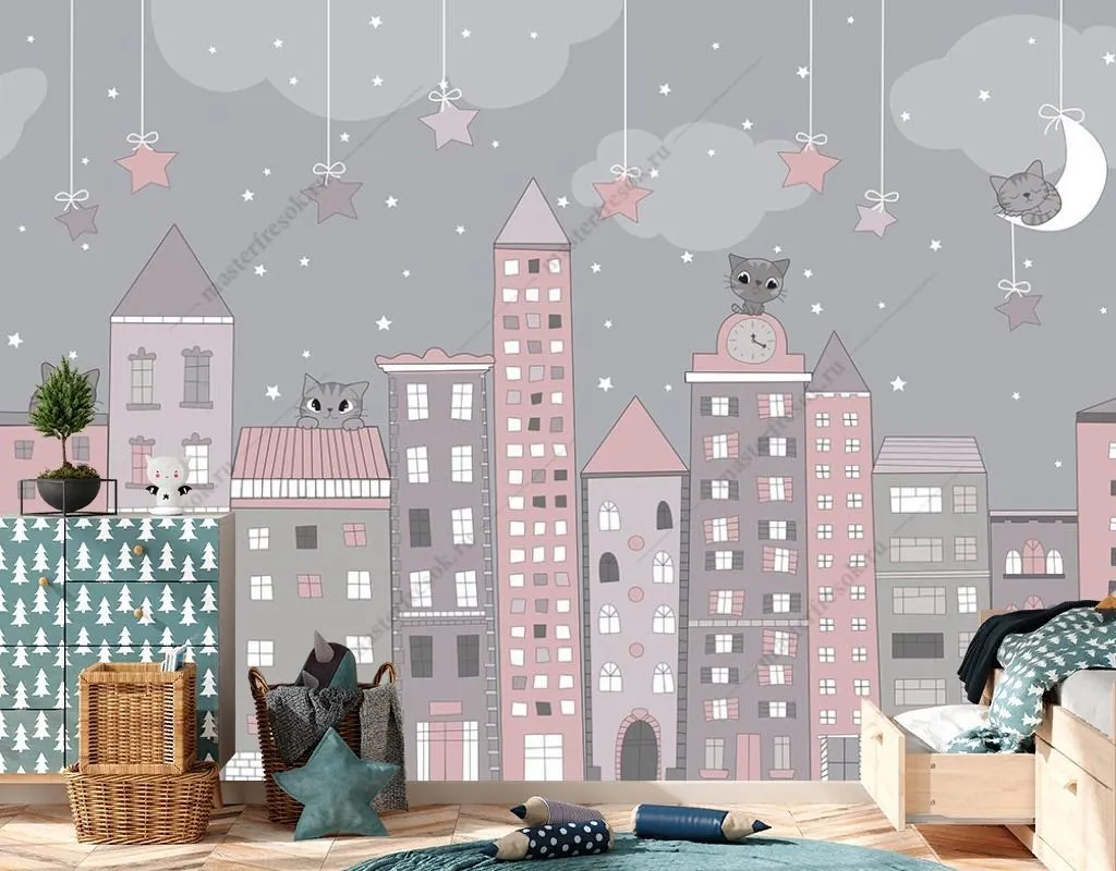 Фотообои в детскую домики   12-1593