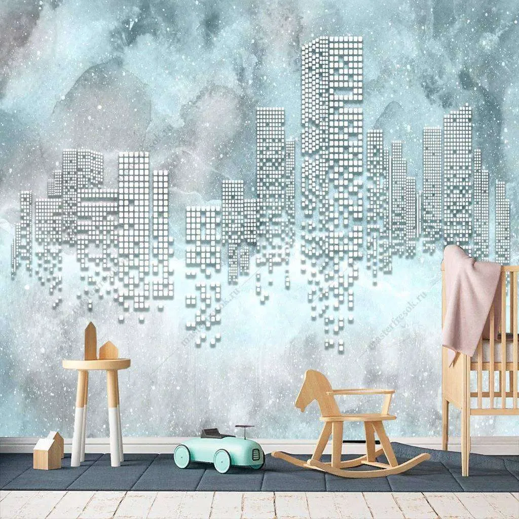 Фотообои в интерьере абстрактные высотки  9-1204 фото