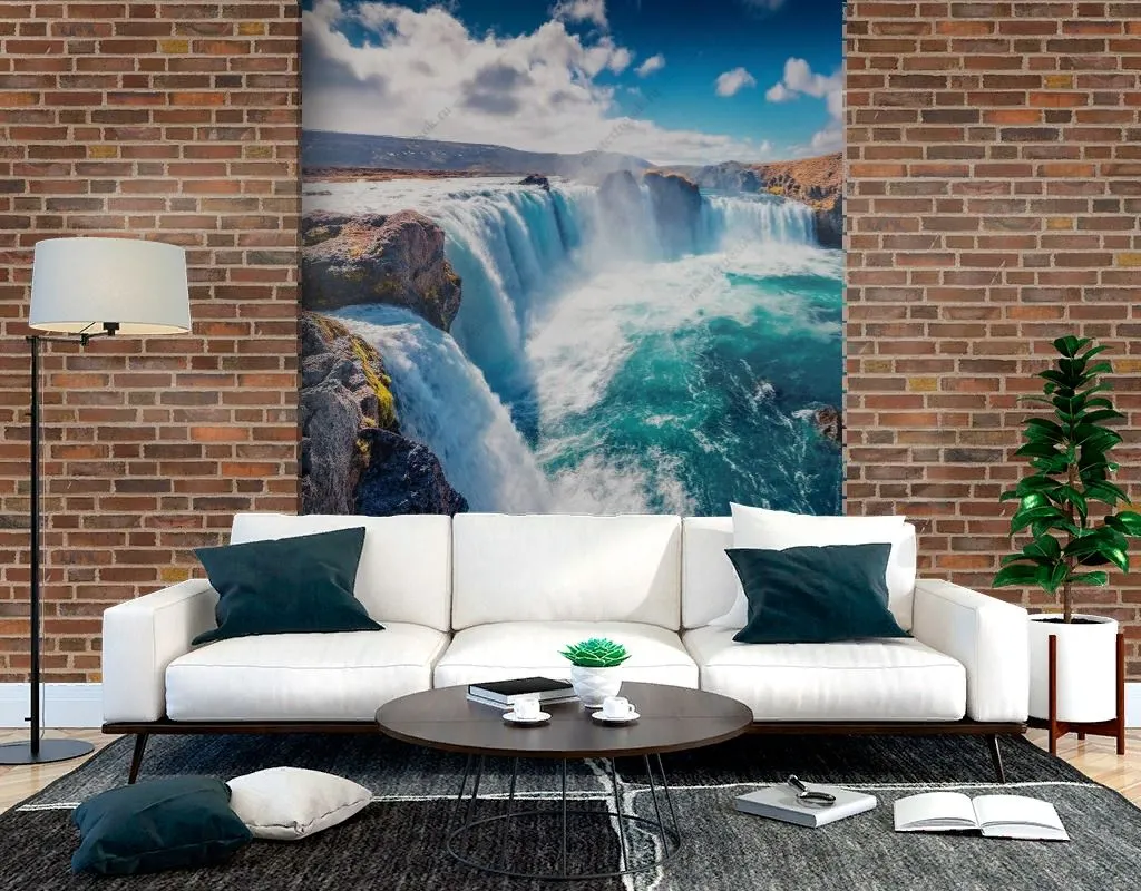 Фотообои в интерьере водопад 3д  9-1793 фото
