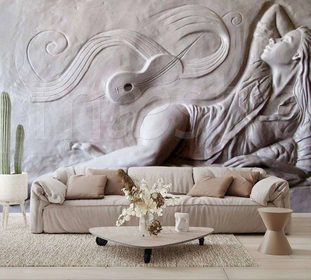 Фотообои в интерьере женщина 3д барельеф  7-803 фото