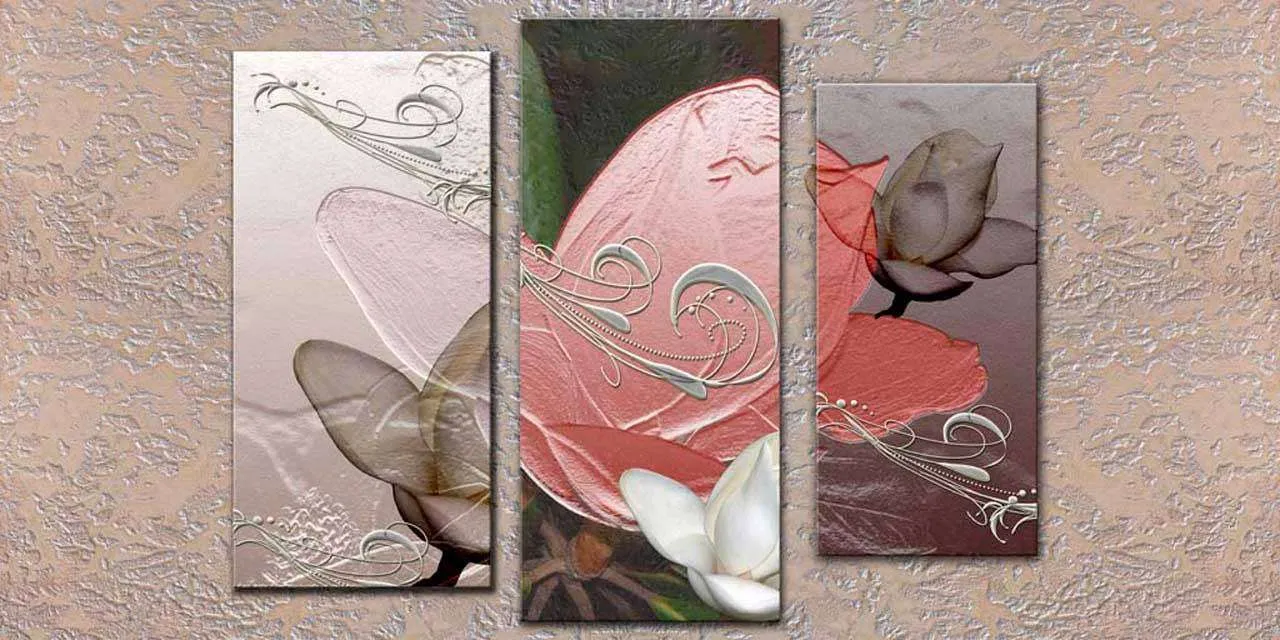 Фотообои в интерьере триптих сюрреализма  5-143 фото