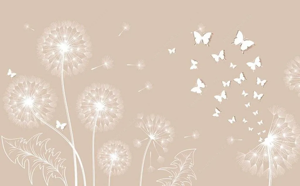 Фотообои в интерьере одуванчиковое поле  15-730 фото