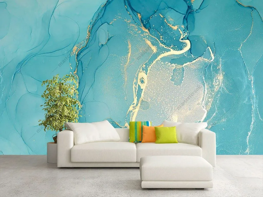 Фотообои Ярко голубой флюид  9-1440