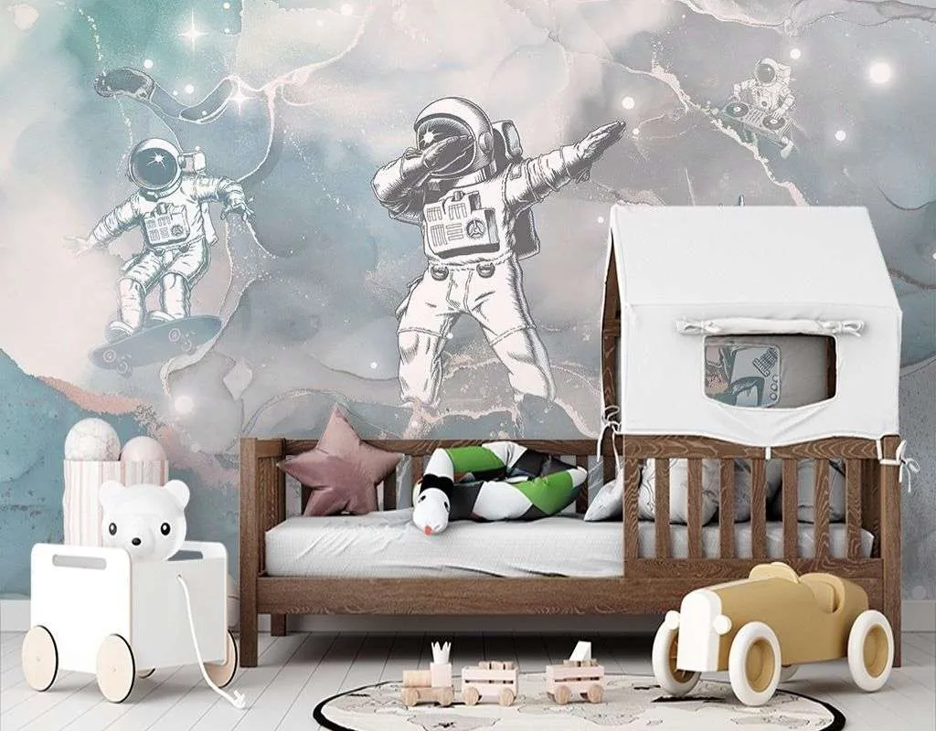 Фотообои в интерьере детские. космонавты танцуют  12-1629 фото