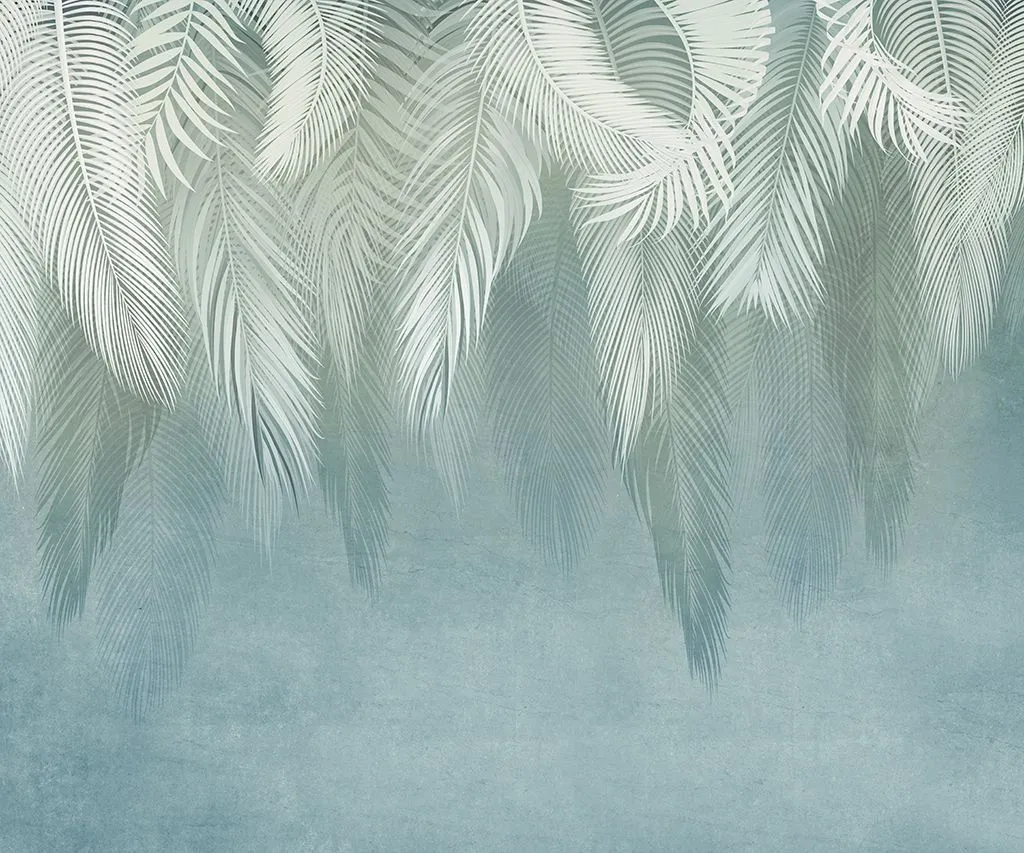 Фотообои в интерьере ветви пушистые изумрудные  9-2113 фото