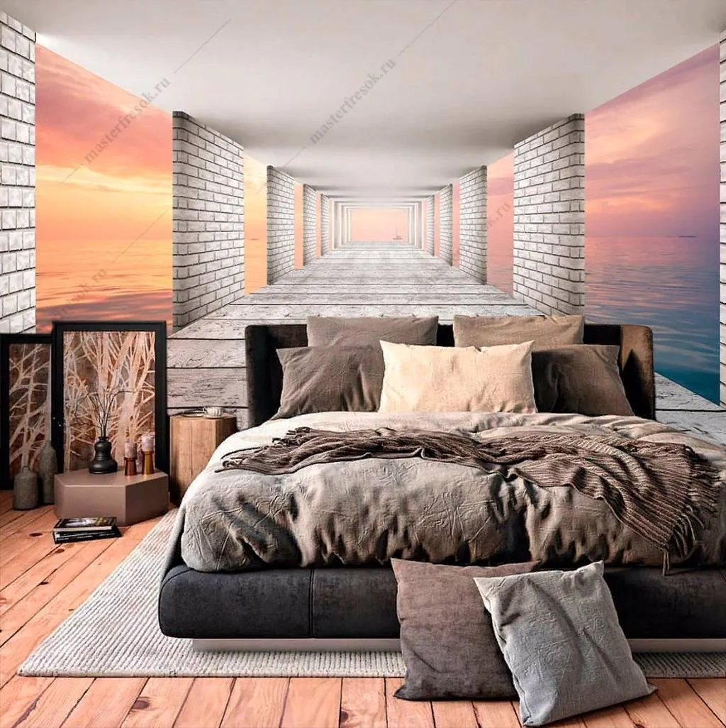 Фотообои 3д Закат в тоннеле  9-1186