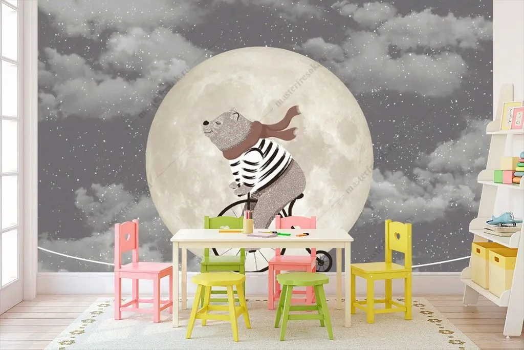 Фотообои Медвежонок на велосипеде  14-212