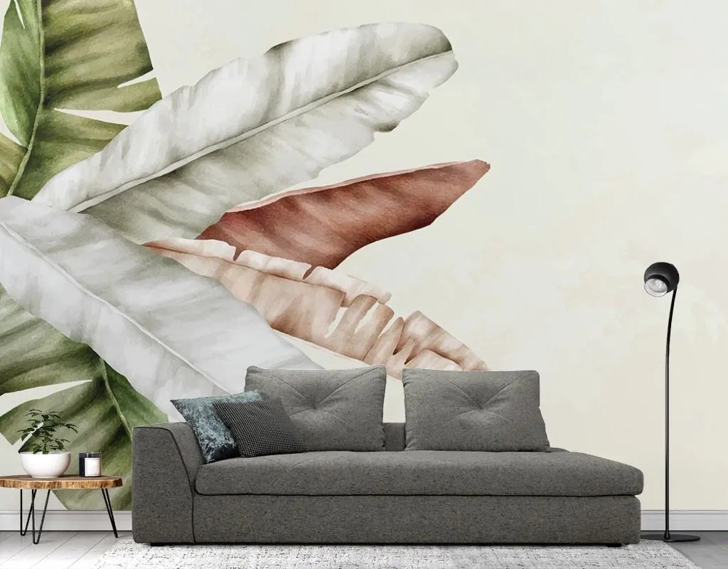 Фотообои в интерьере листья 3д стильные    14-772 фото