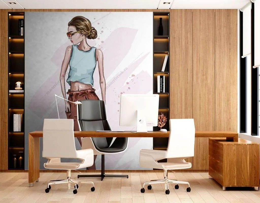 Фотообои в интерьере стильная девушка  12-1376 фото