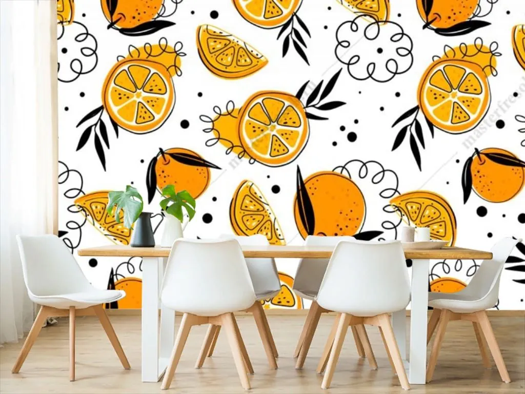 Фотообои в интерьере апельсин стилизация  9-1434 фото