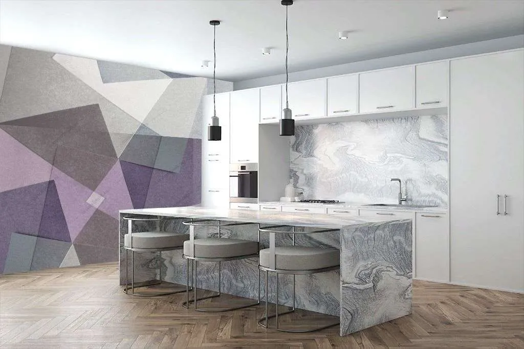 Фотообои в интерьере цветные геометрические фигуры  9-1341 фото