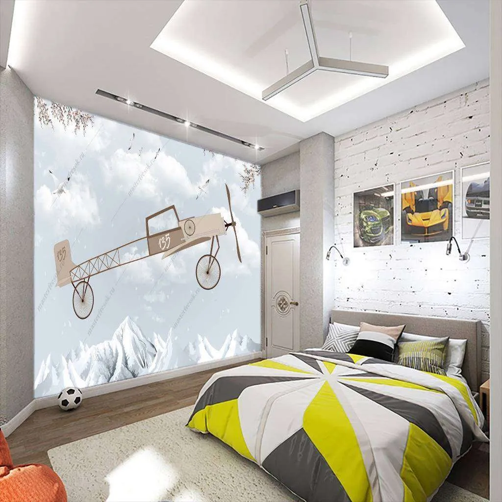 Фотообои в интерьере волшебный самолетик  12-820 фото