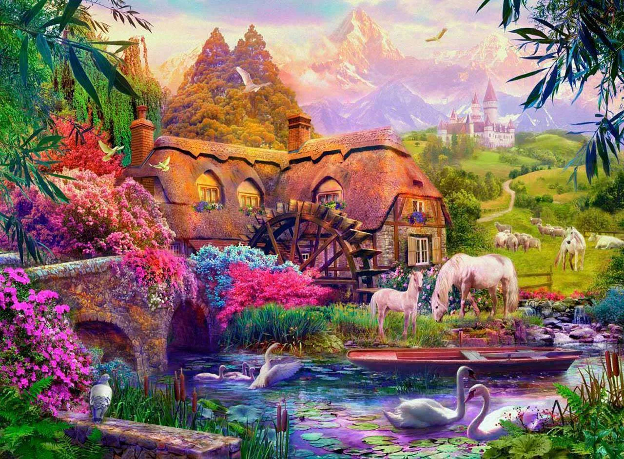 Фотообои в интерьере домик в сказочном лесу  8-316 фото