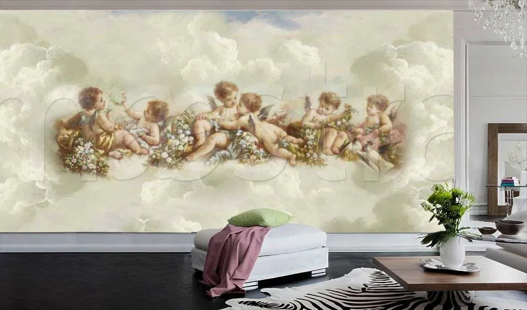 Фотообои в интерьере ангелы на облаках  7-295 фото