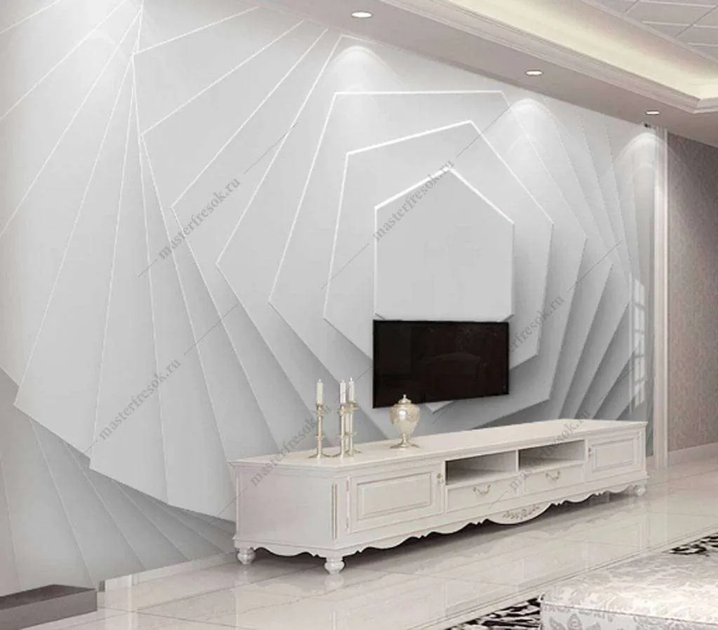 Фотообои в интерьере трехмерные фигуры  15-826 фото