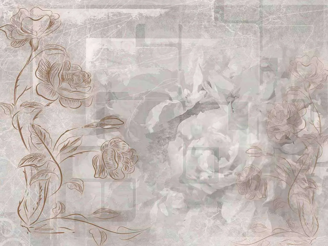 Фотообои в интерьере 3д рисунок с розами  7-837 фото