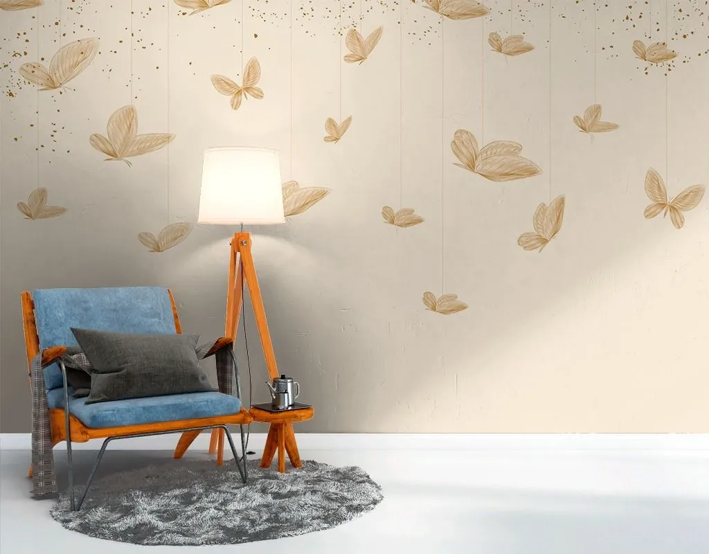 Фотообои Бабочки на бежевом  9-2110