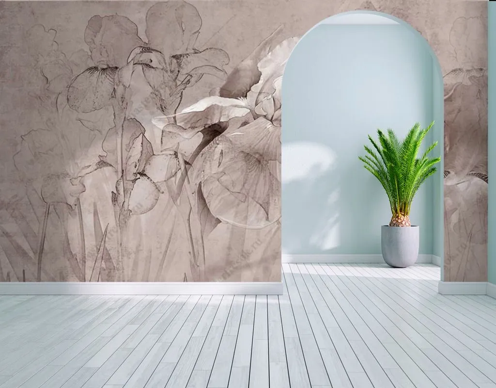Фотообои в интерьере цветочная абстракция  13-417 фото