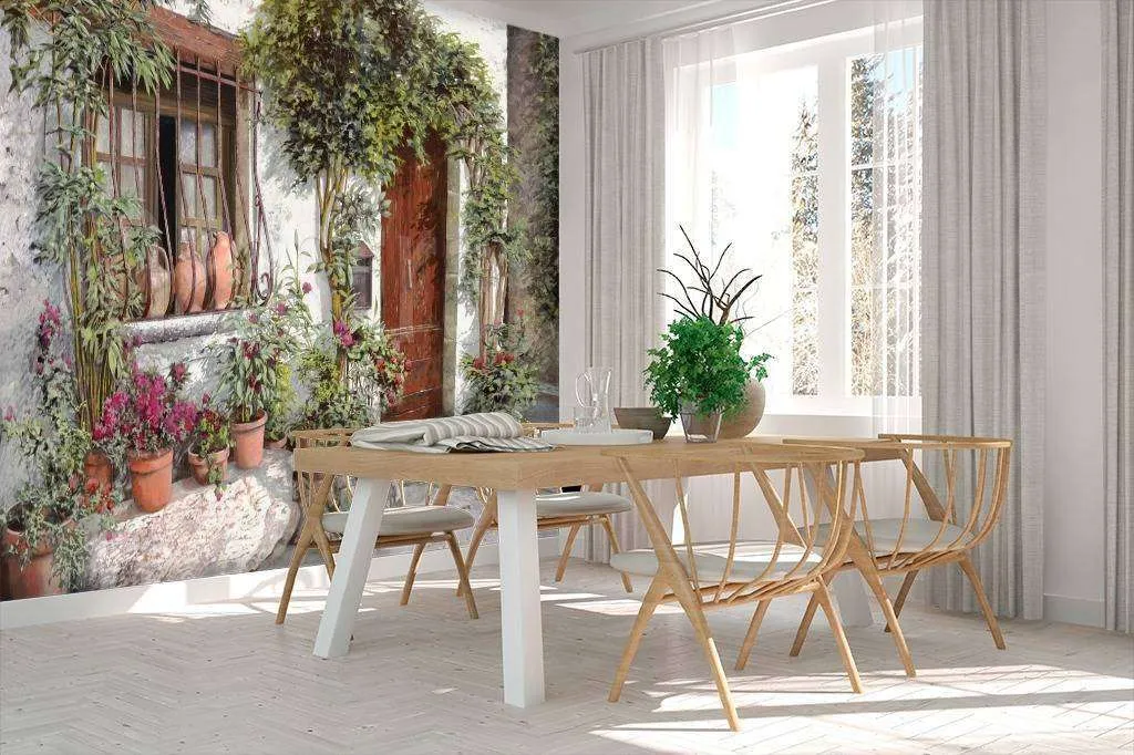 Фотообои Белый дом с зеленью  8-012