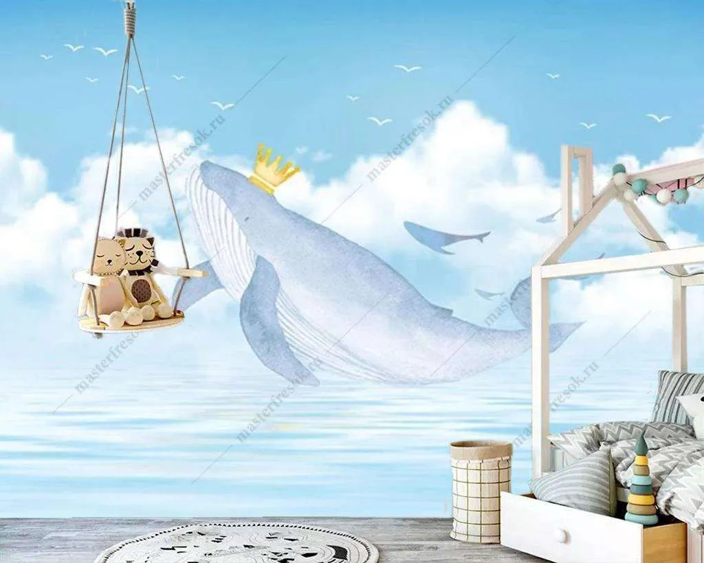 Фотообои Бесшовные обои на стену:  Кит в море. Артикул: 15-883  