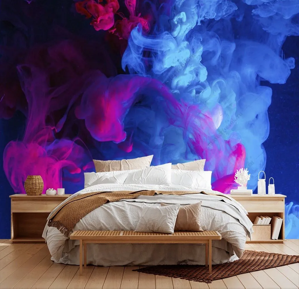 Фотообои в интерьере цветной дым  9-1427 фото