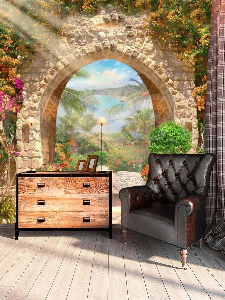 Фотообои в интерьере арка под яркими лучами солнца  6-014 фото