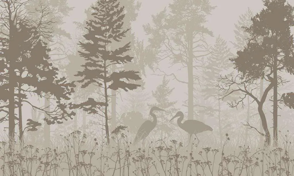 Фотообои в интерьере цапли в лесу  14-129 фото