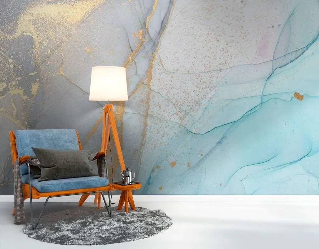 Фотообои в интерьере синий мраморный фон  9-1532 фото