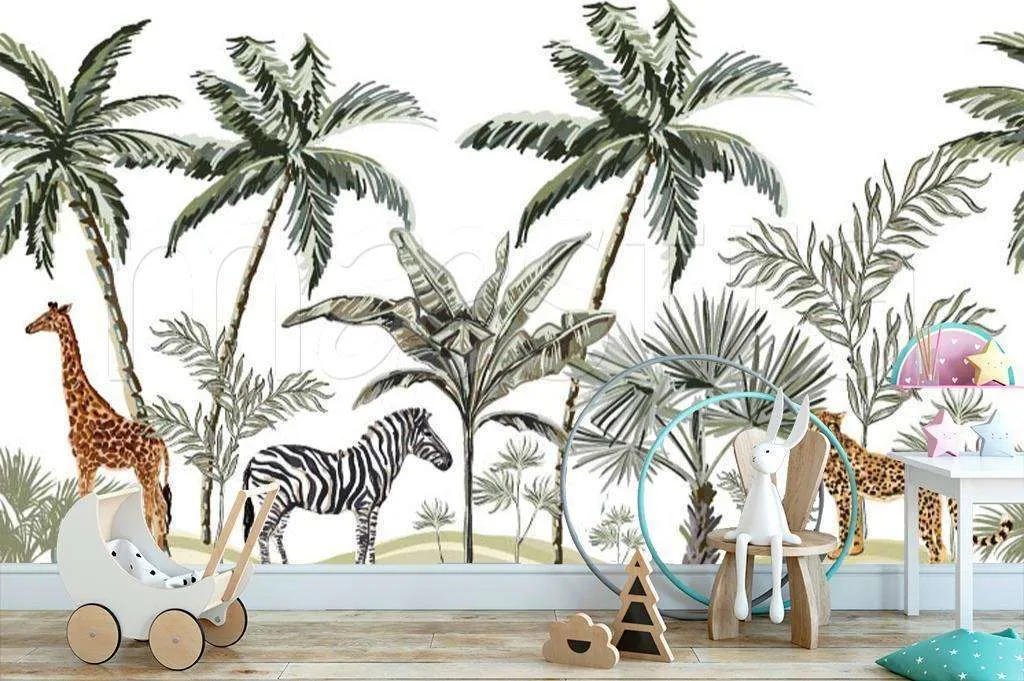 Фотообои Бесшовные обои на стену:  Животные в джунглях. Артикул: 12-485  