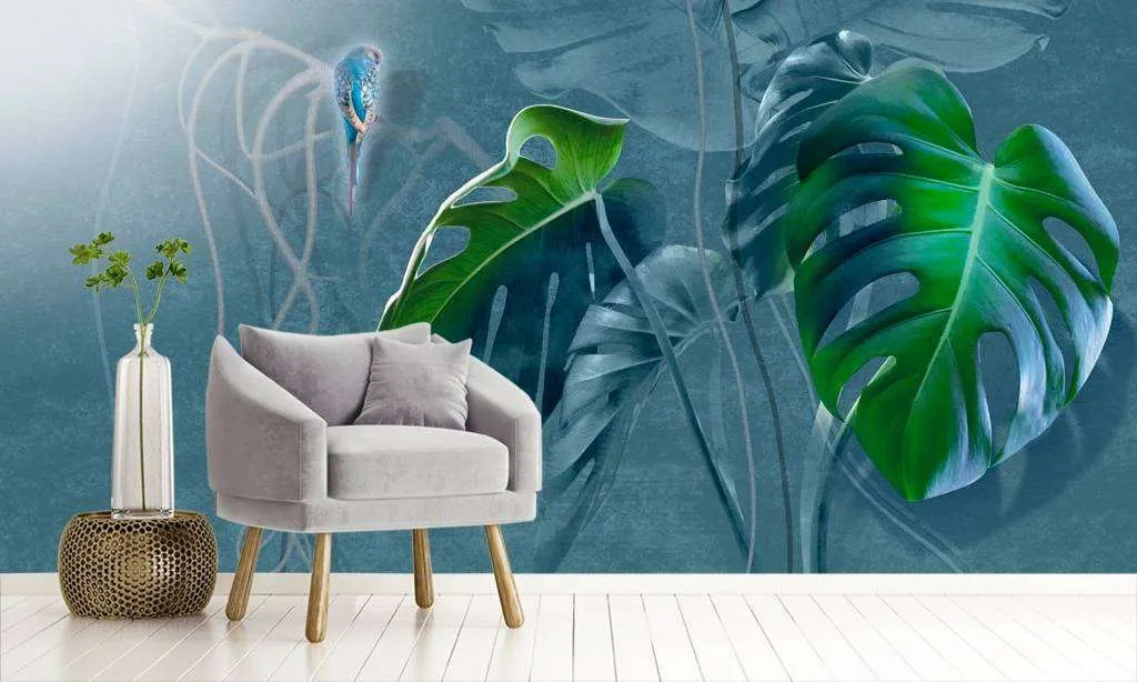 Фотообои Бесшовные обои на стену:  Листья монстеры. Артикул: 13-040  