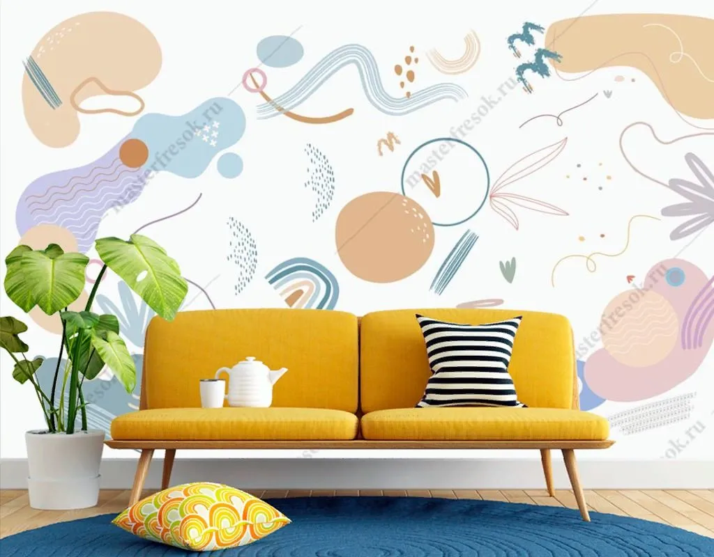 Фотообои в интерьере цветной абстрактный фон  13-548 фото