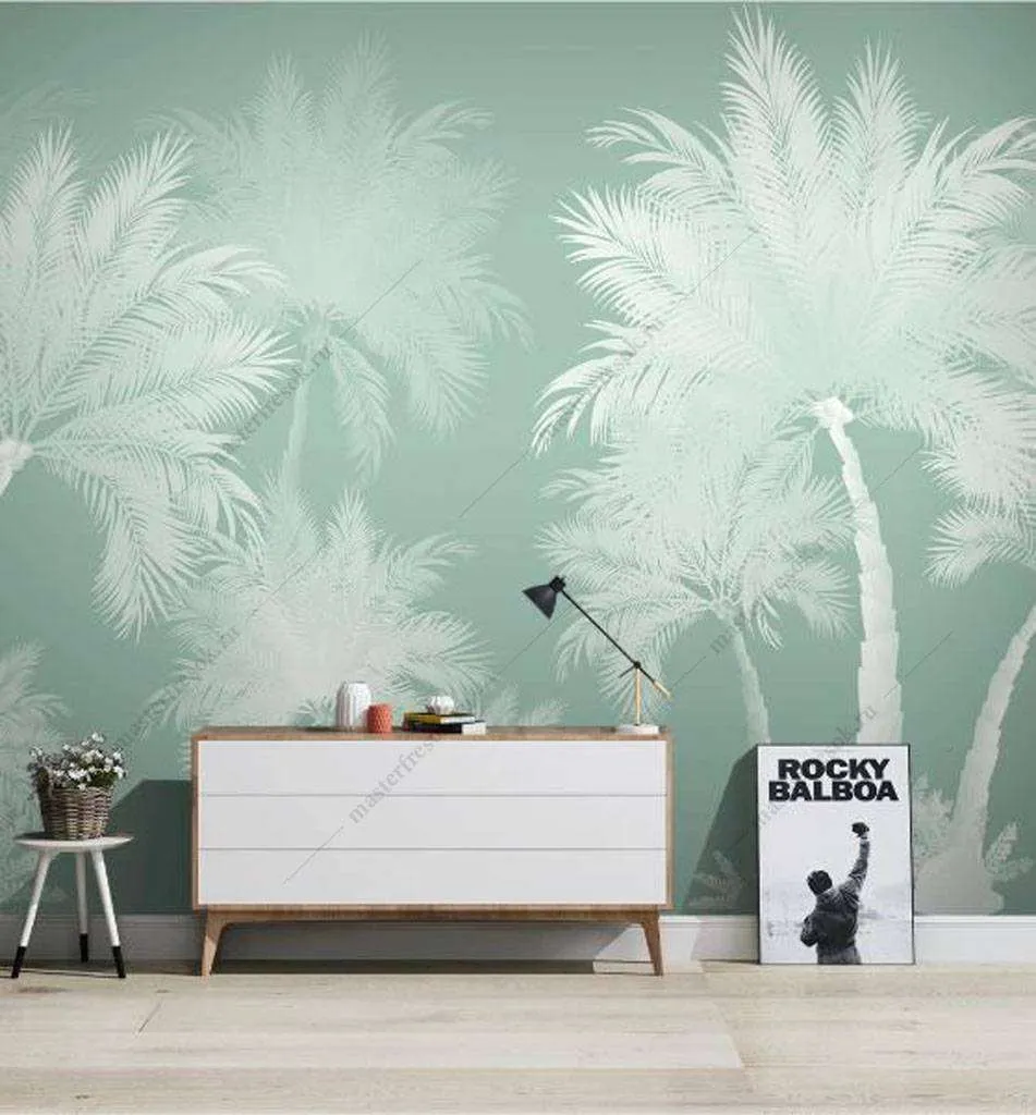 Фотообои в интерьере белая пальма  16-124 фото