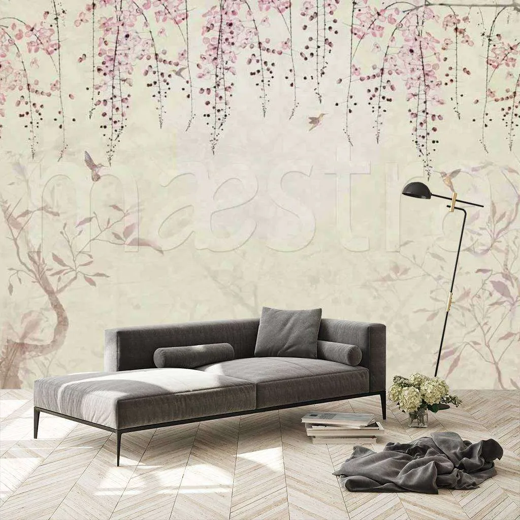 Фотообои в интерьере цветущие деревья  7-416 фото