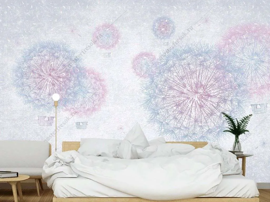 Фотообои в интерьере воздушный шар - одуванчик  12-1324 фото