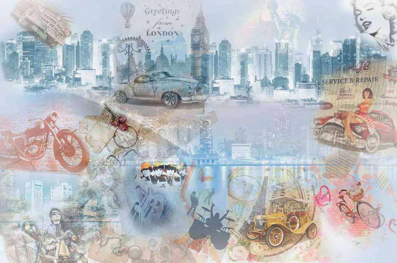 Фотообои в интерьере ретро сюжеты лондона  7-449 фото