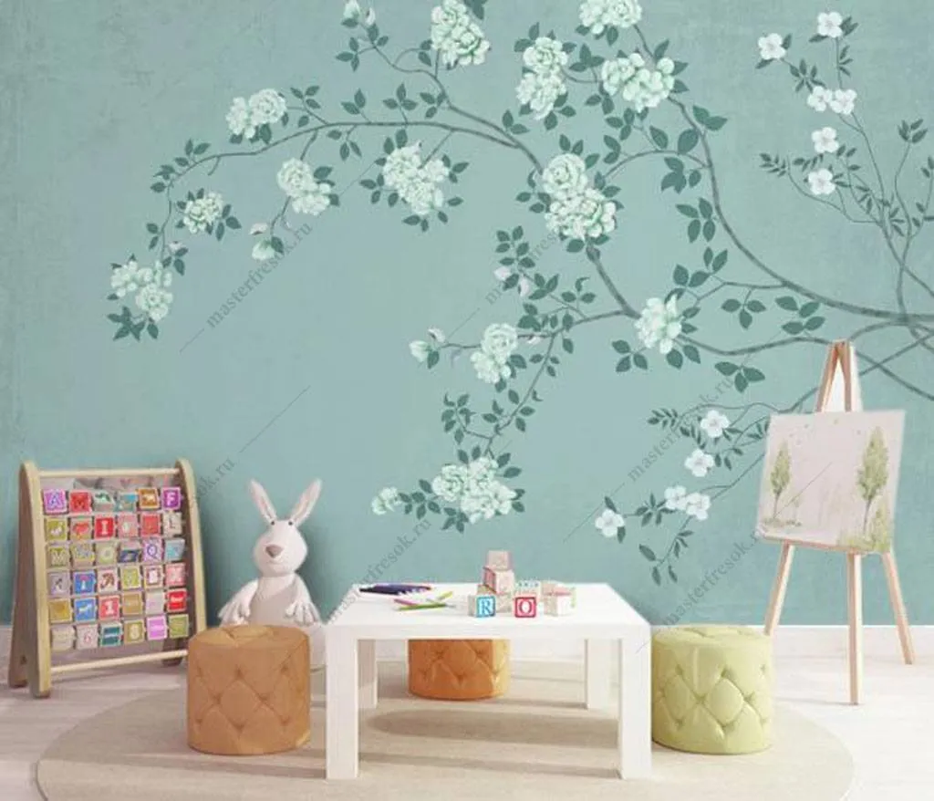 Фотообои в интерьере шинуазри магнолия  15-962 фото