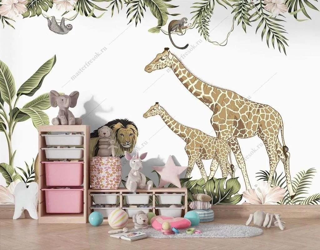 Фотообои в интерьере два жирафа  14-414 фото