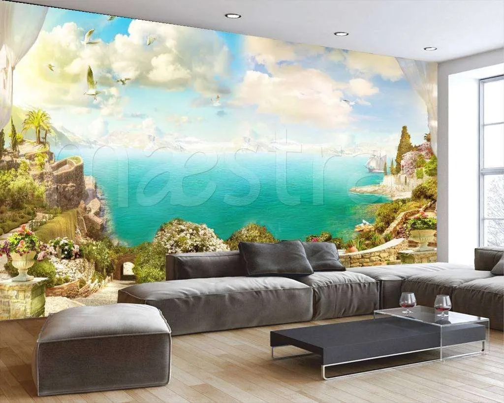 Фотообои в интерьере спуск на волшебный пляж  5-035 фото