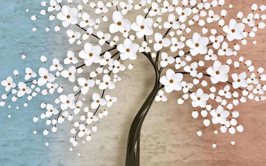 Фотообои в интерьере белоснежное дерево  15-595 фото