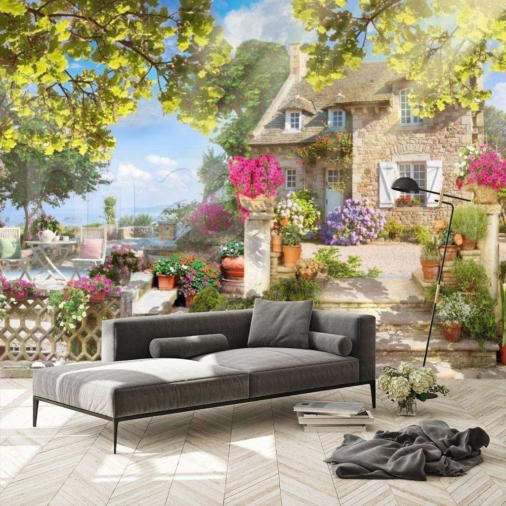 Фотообои Старинный дворик с террасой у моря  6-028